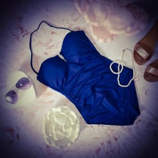 Tommy Bahama Navy Blue V-Cut One Piece Swimsuit Size 6