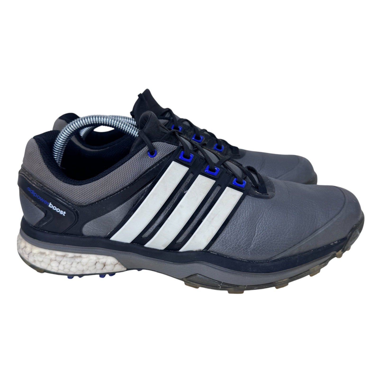 Adidas Adipower Boost Spikes Golf Shoes Mens 11 Gray Round Toe Lace Up Q46922