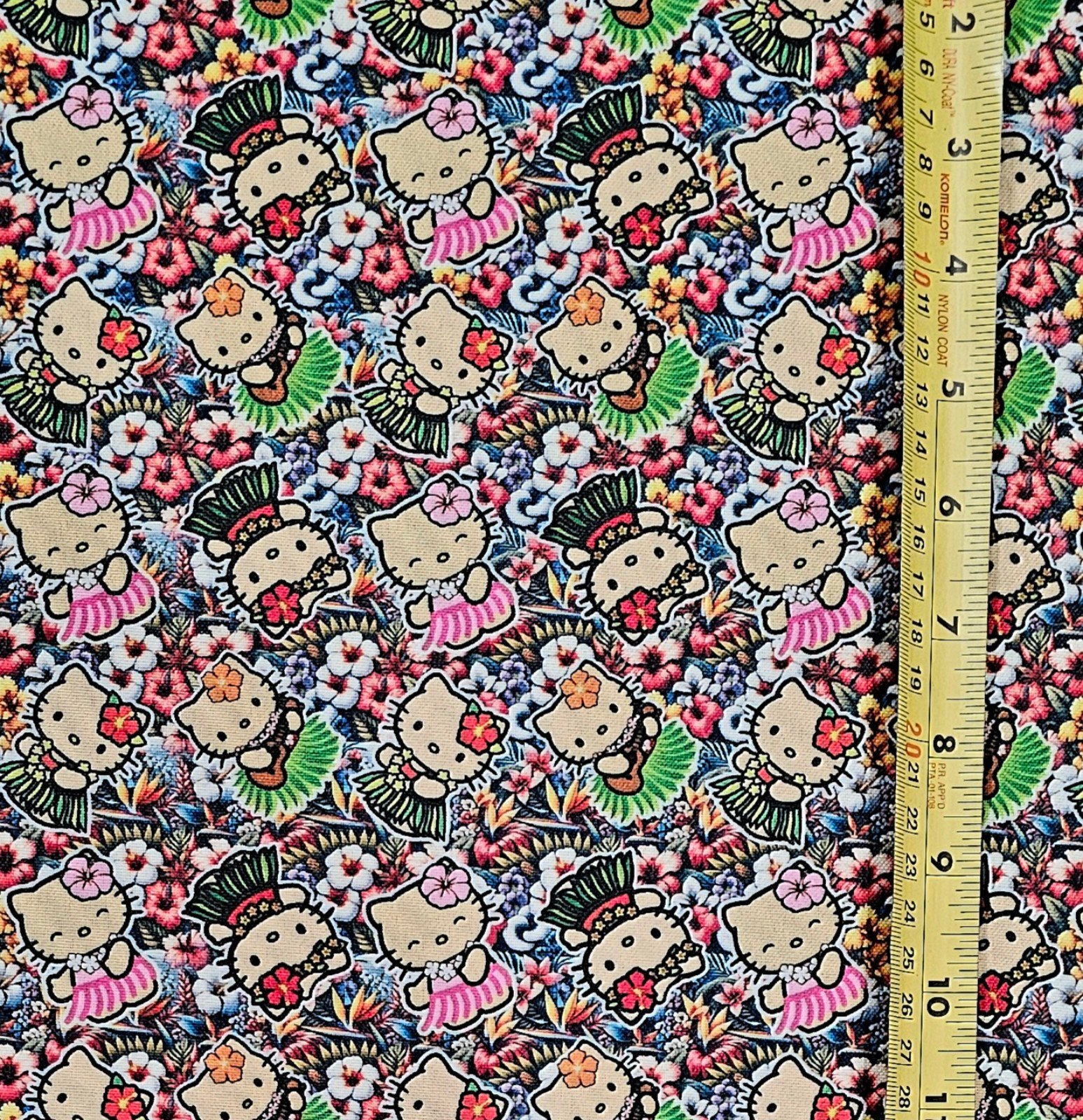 HELLO KITTY HAWAIIN TROPICAL FLOWERS V1 1 YARD FABRIC