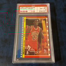 MICHAEL JORDAN 1987-88 Fleer STICKER #2 2ND YEAR Card CHICAGO BULLS HOF PSA 8