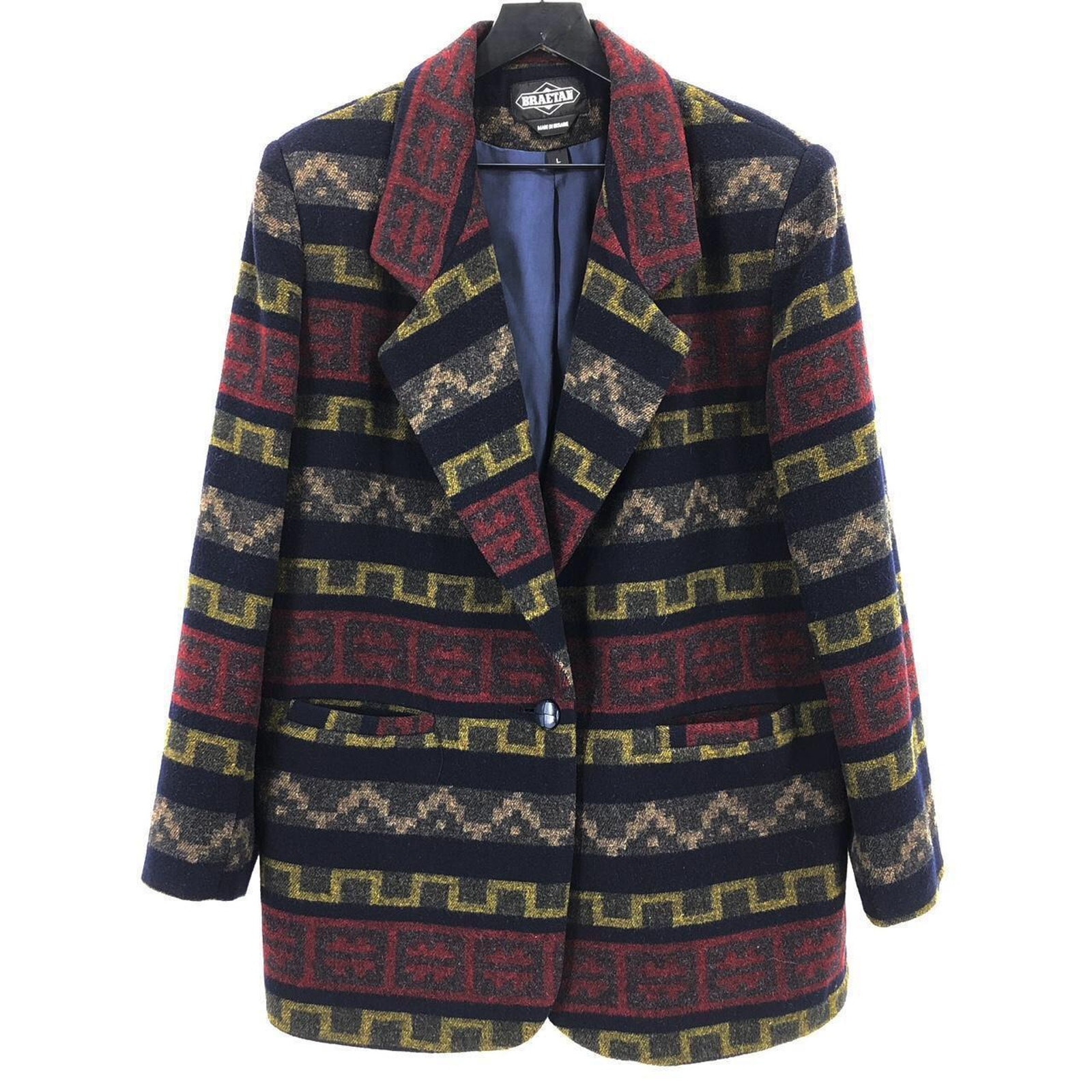 90s southwest print wool blend blazer 1990s vintage