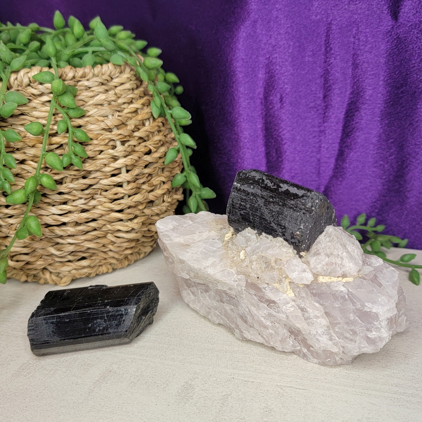 Black tourmaline crystals preview