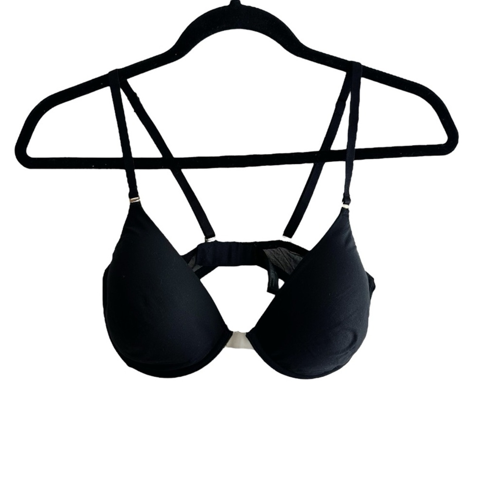 Natori 721182 Ruse Ultralight Contour Bra Clear Center Plunge Black Size 32D