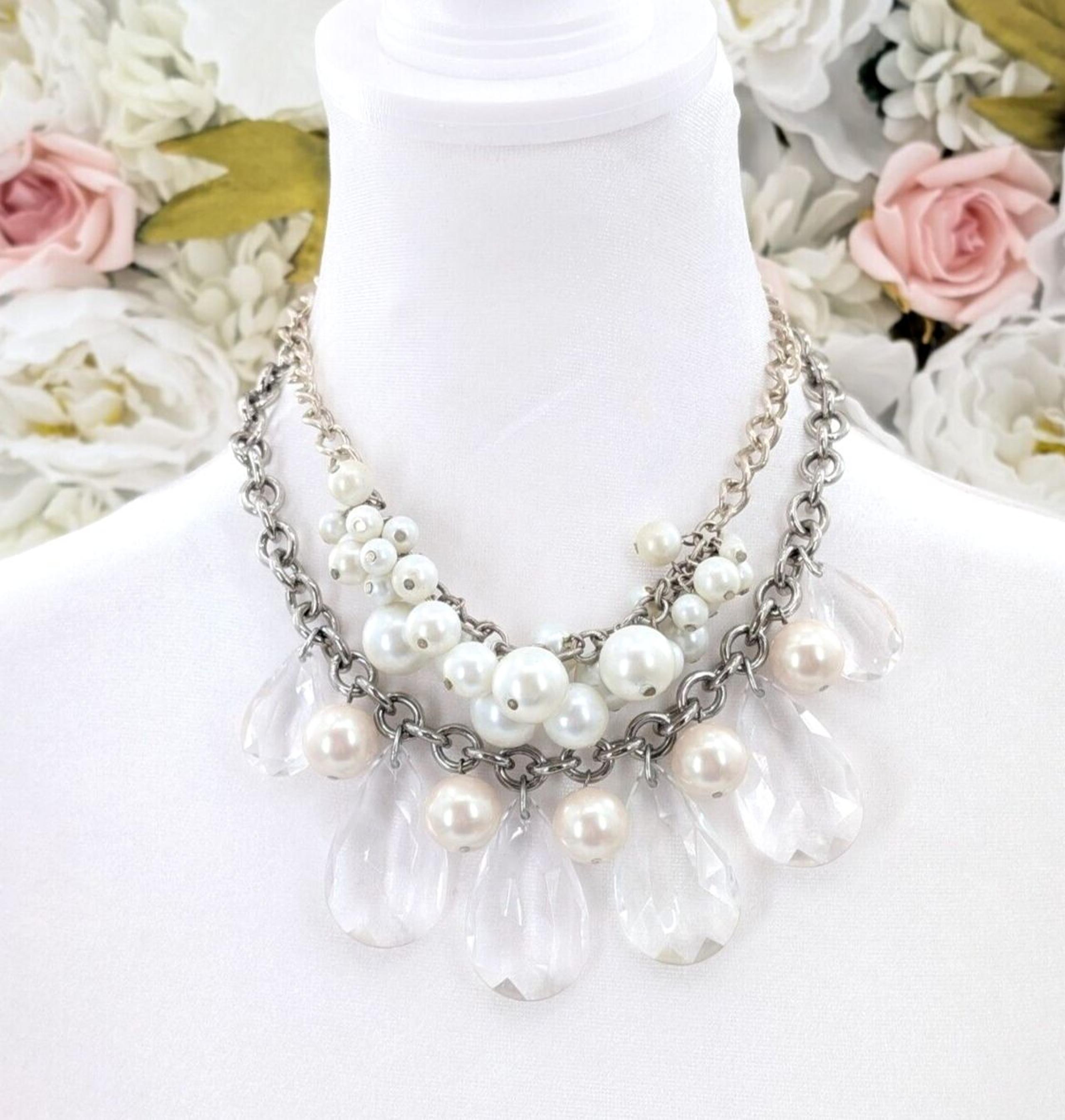 Jan Haedrich My Flat In London Lucite Faux Pearl Necklace W/ Choker Lot of 2