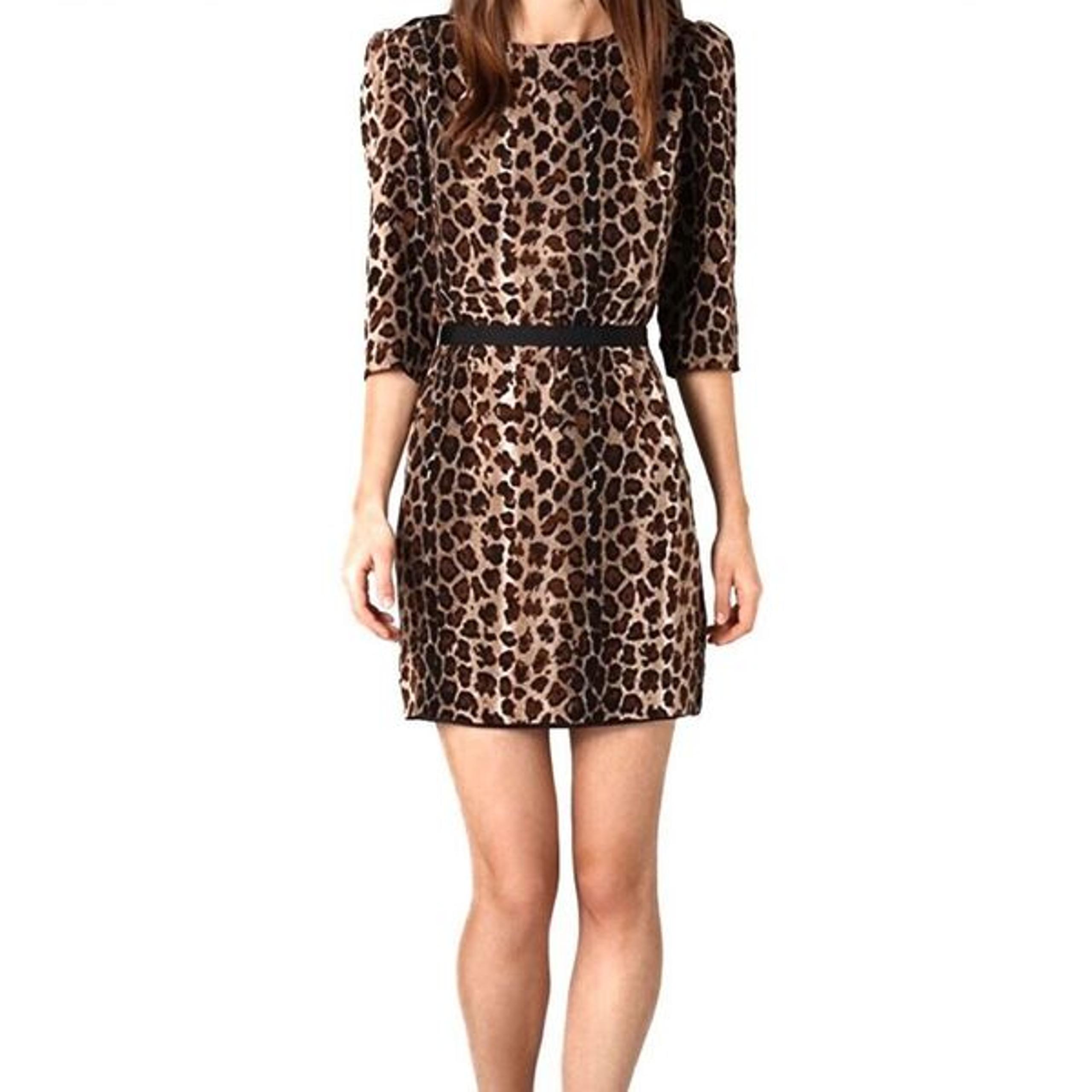 CAMILLA AND MARC Leopard Silk Dress Lined Mini Cut Out Back Blind Call Size 6