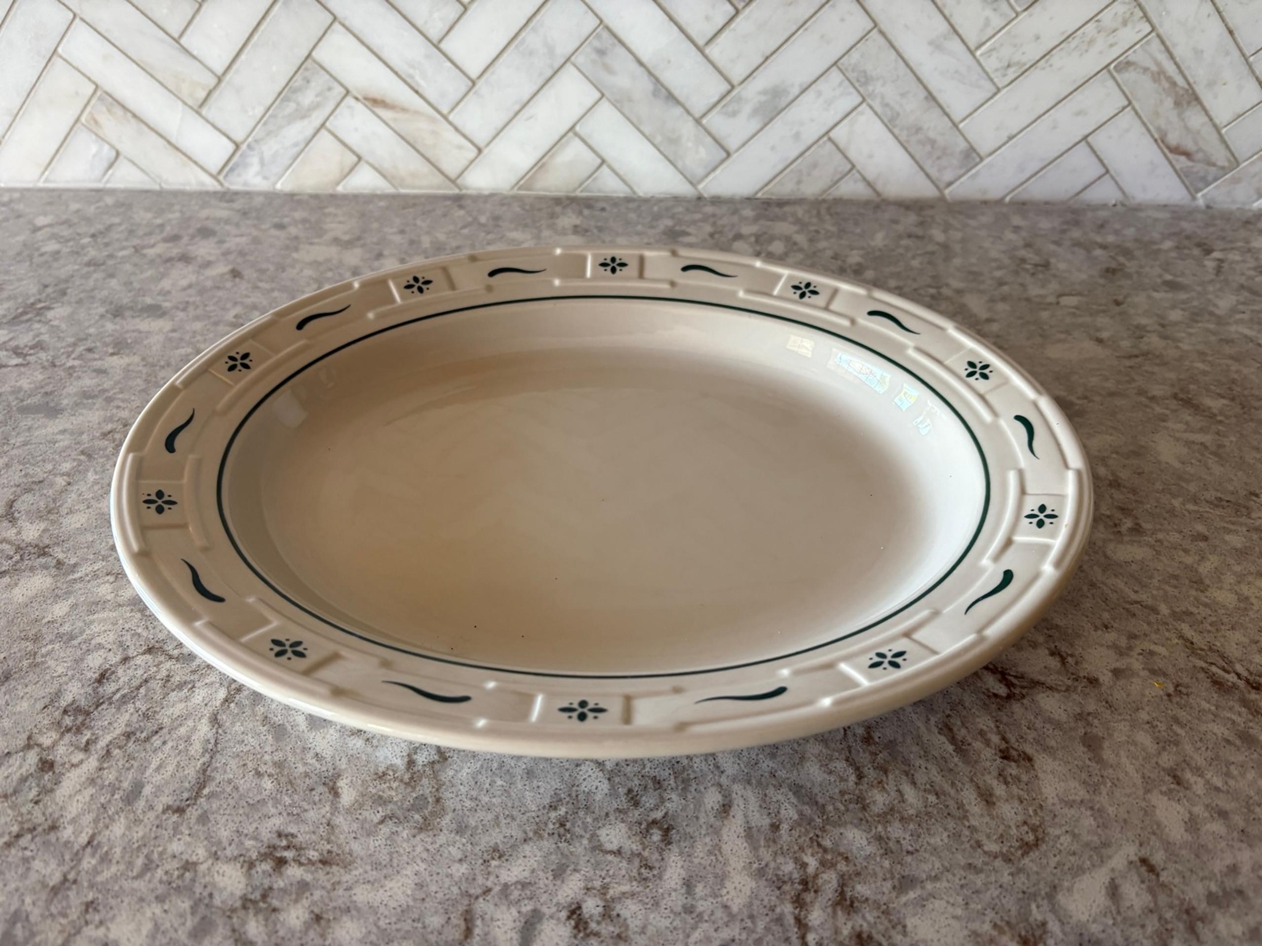 Longaberger Woven Traditions Oval Green Serving  Platter