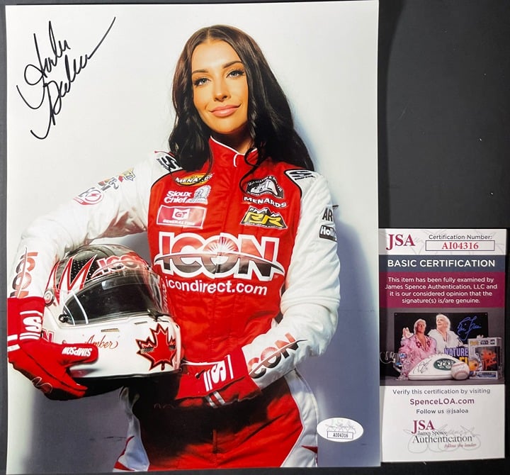 NASCAR ARCA Amber Balcaen Signed 8x10 Photo C Autograph ICON Direct JSA COA