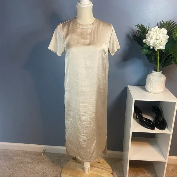 Satin Midi T-shirt Dress