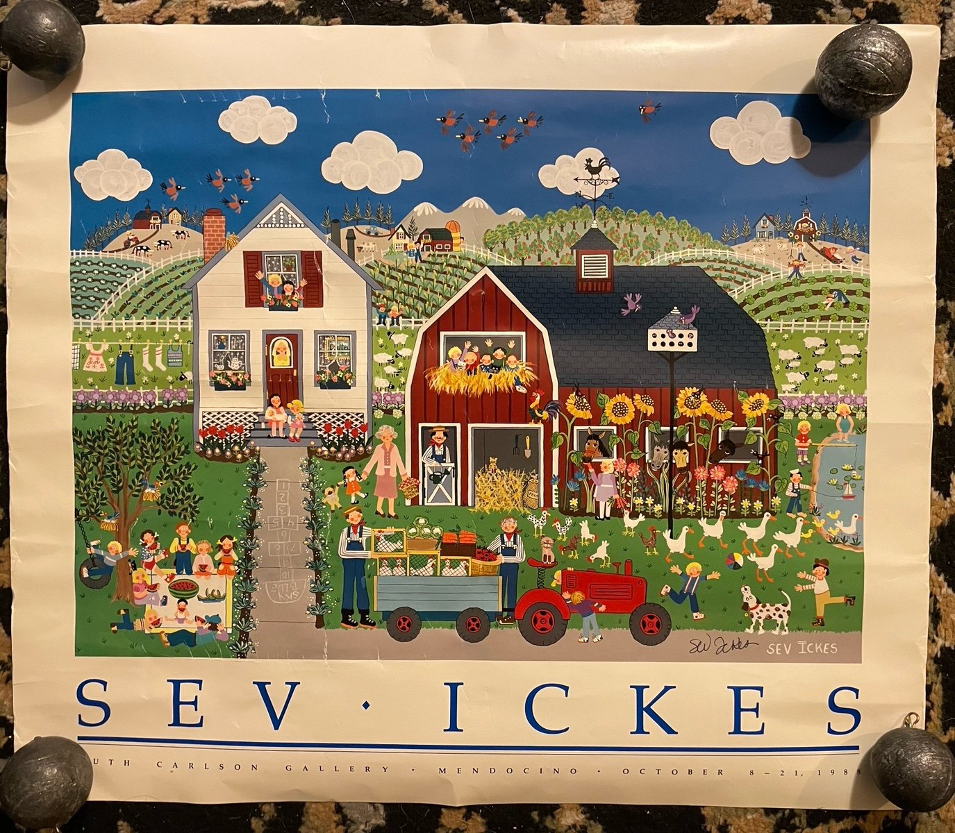 Vintage SEV VICKS Mendocino Artist Poster Print Signed