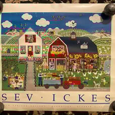 Vintage SEV VICKS Mendocino Artist Poster Print Signed