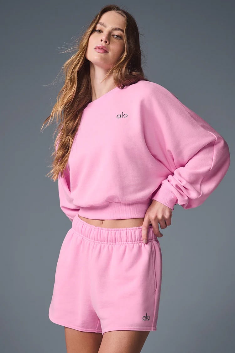 Alo Yoga Accolade Cropped Crew Neck Sweet Pink XS