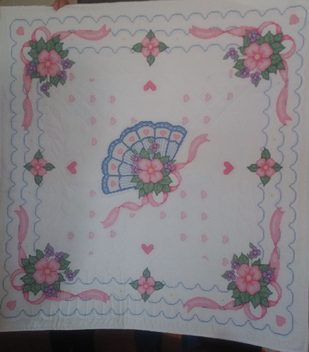 cross stitch lap quilt