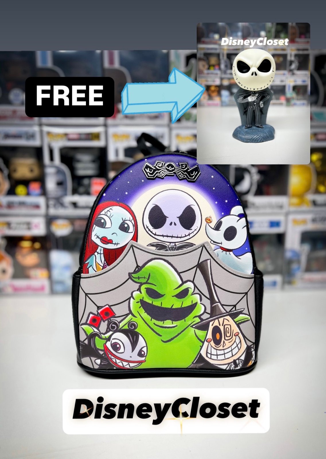 Disney X LoungeFly The Nightmare Before Christmas Chibi Backpack FREE GIFT