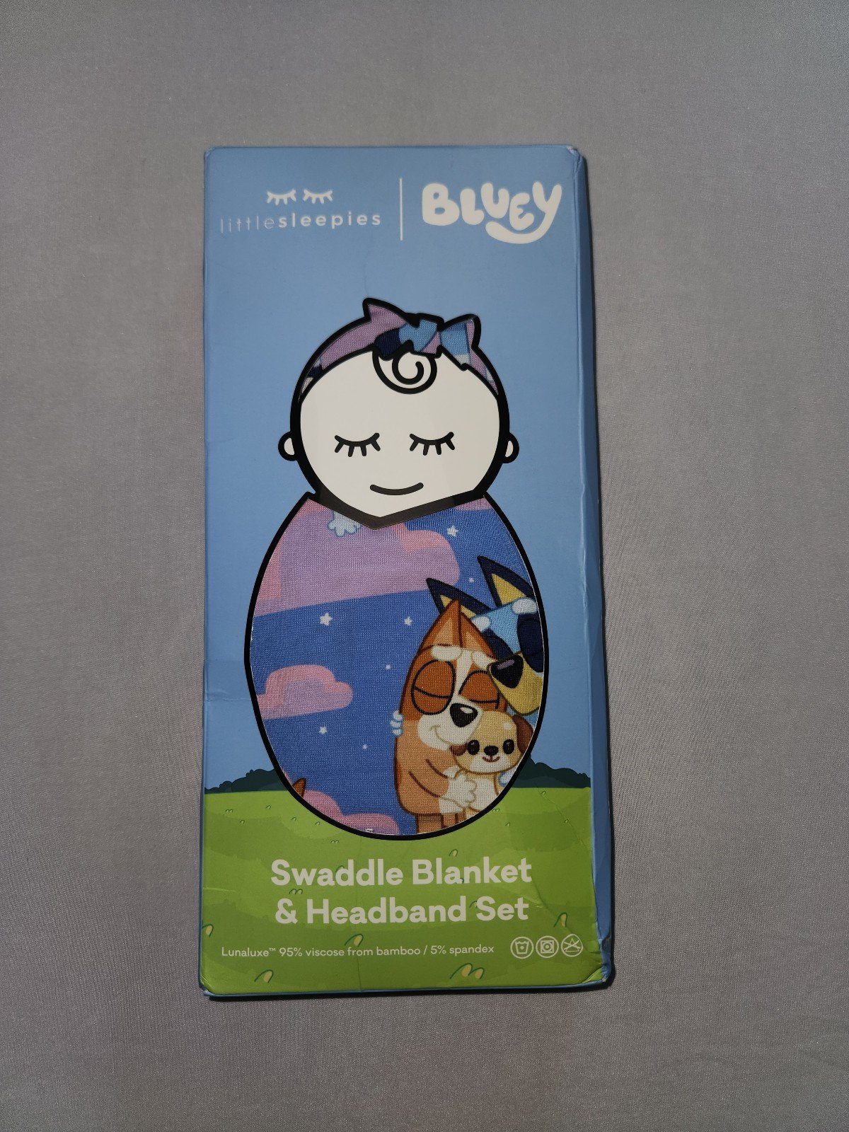 LS Bluey Purple Sleepytime Swaddle Blanket & Headband Set