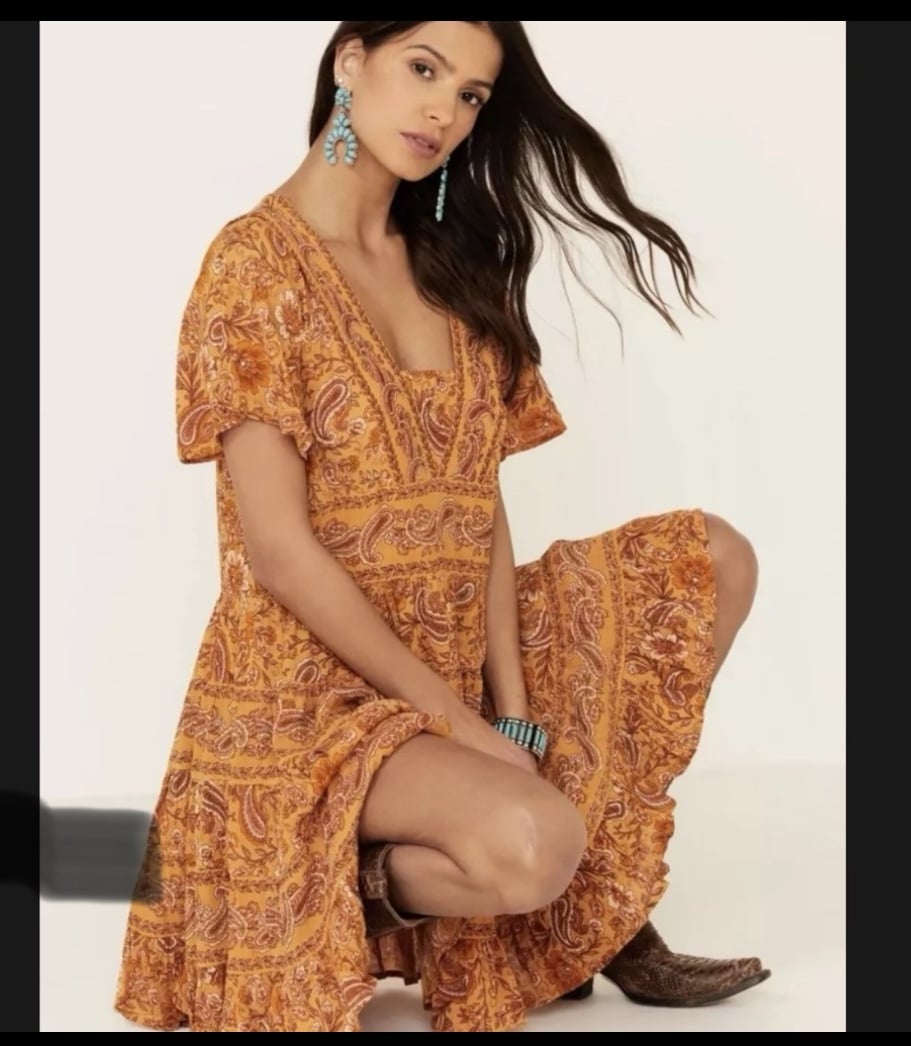 ANTHROPOLOGY / BILA BOHO Bohemian Orange Dress