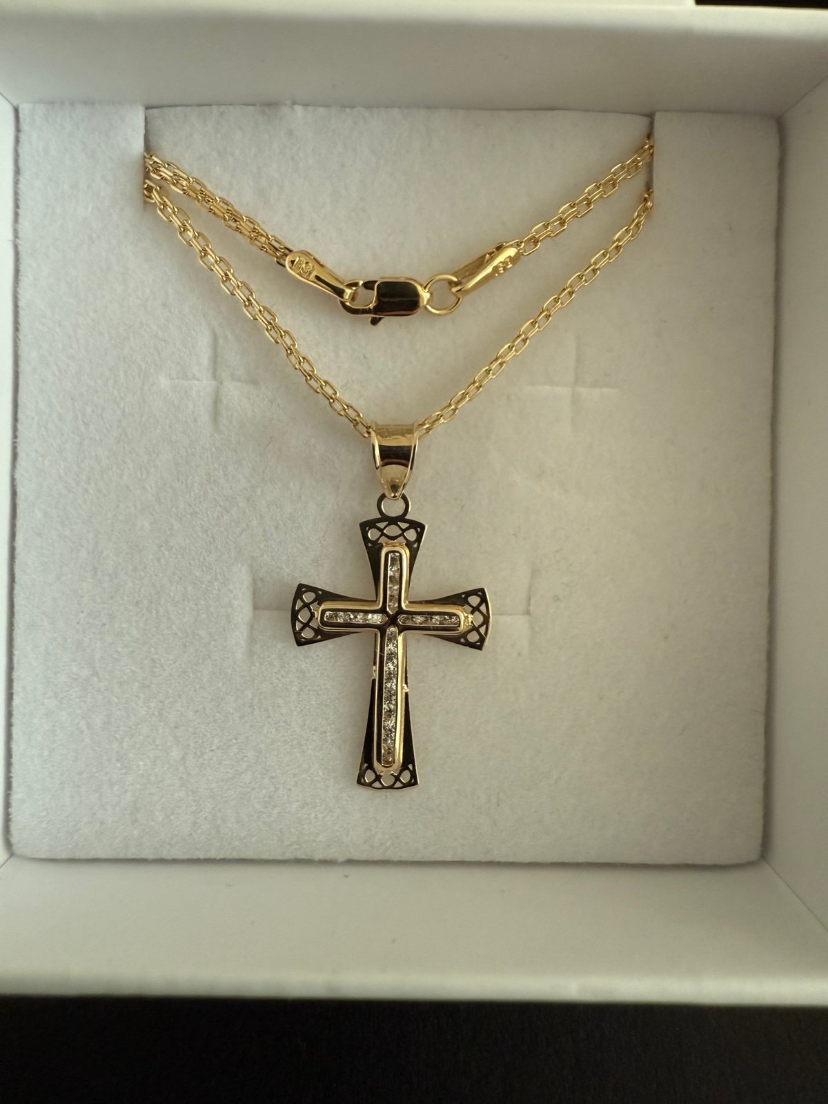 Real 10k solid gold cross pendant necklace
