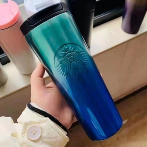Stainless steel embossed insulated cup gradient large capacity water cup