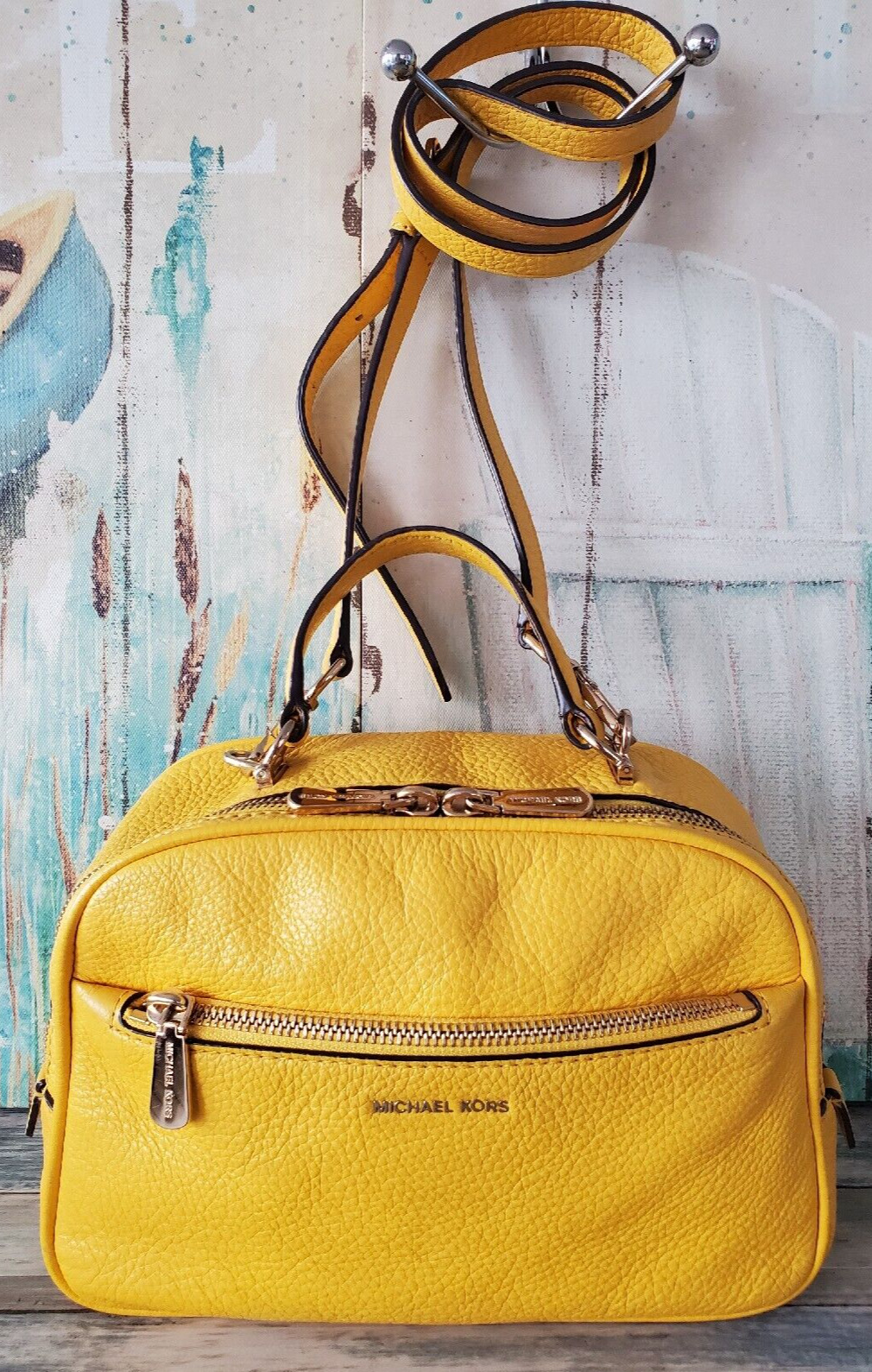 Michael Kors Luka Sunflower Gold Satchel Crossbody