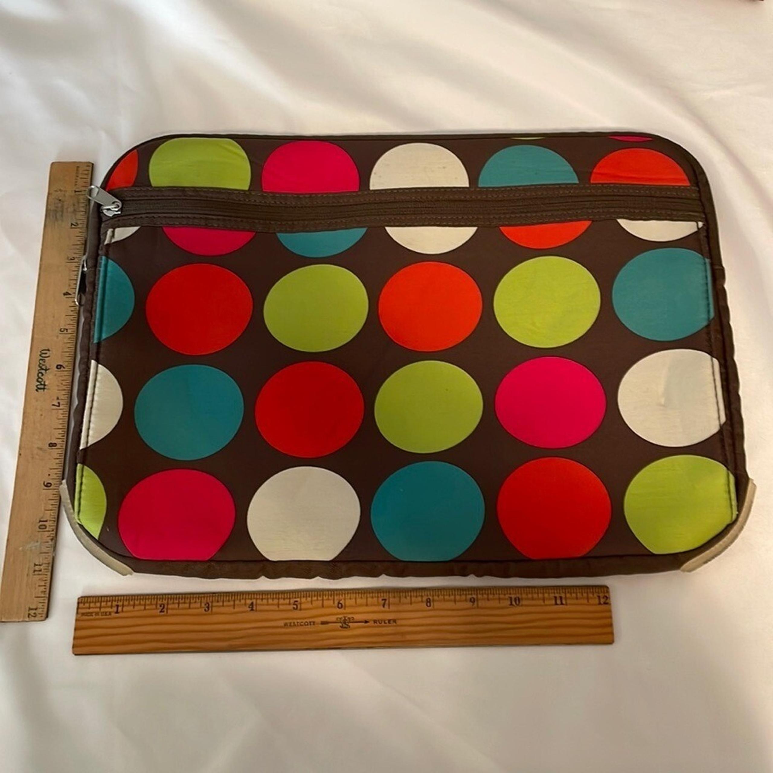 Laptop sleeve brown with pokadots