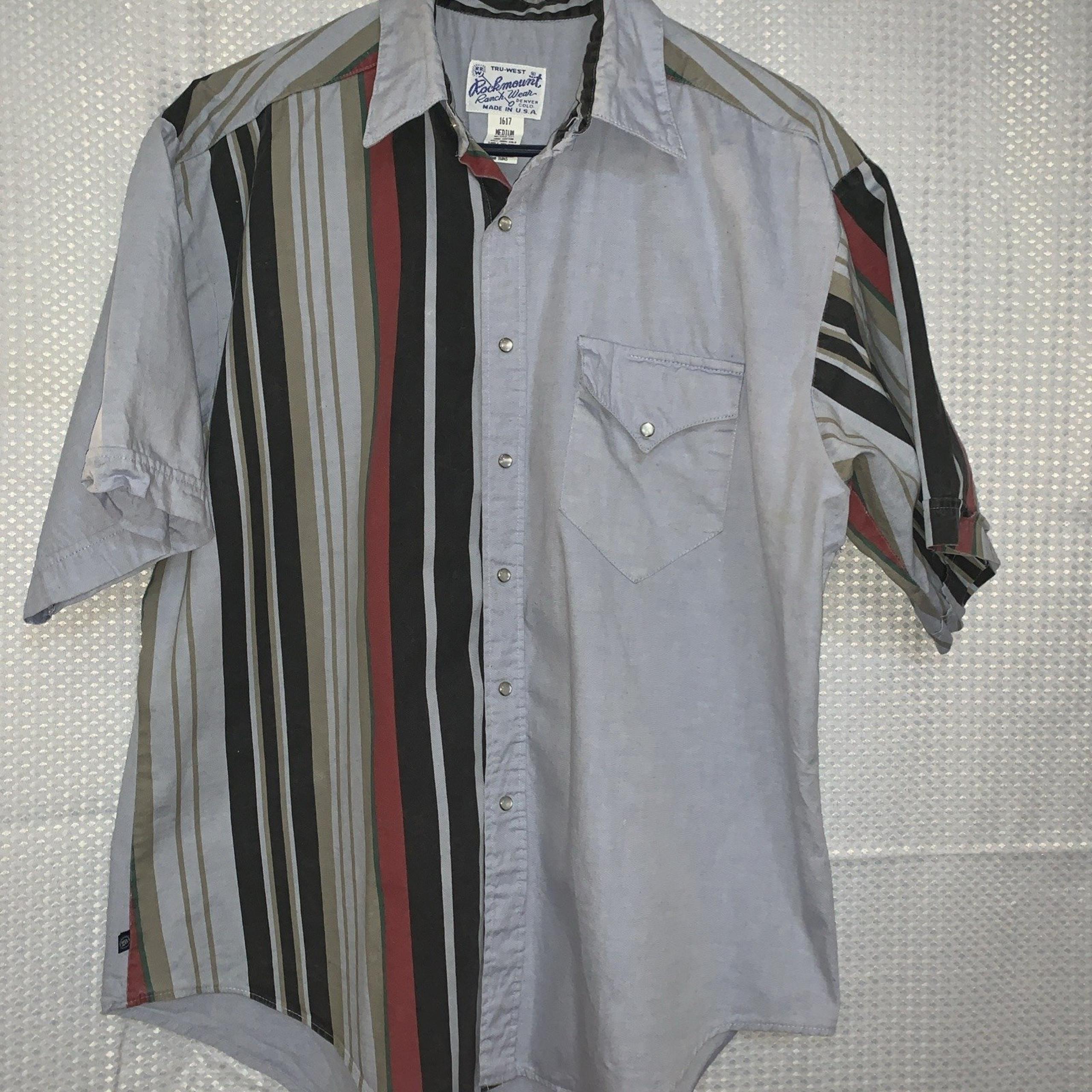 Rockmount Ranchwear Short Sleeve Mens Medium Black Blue