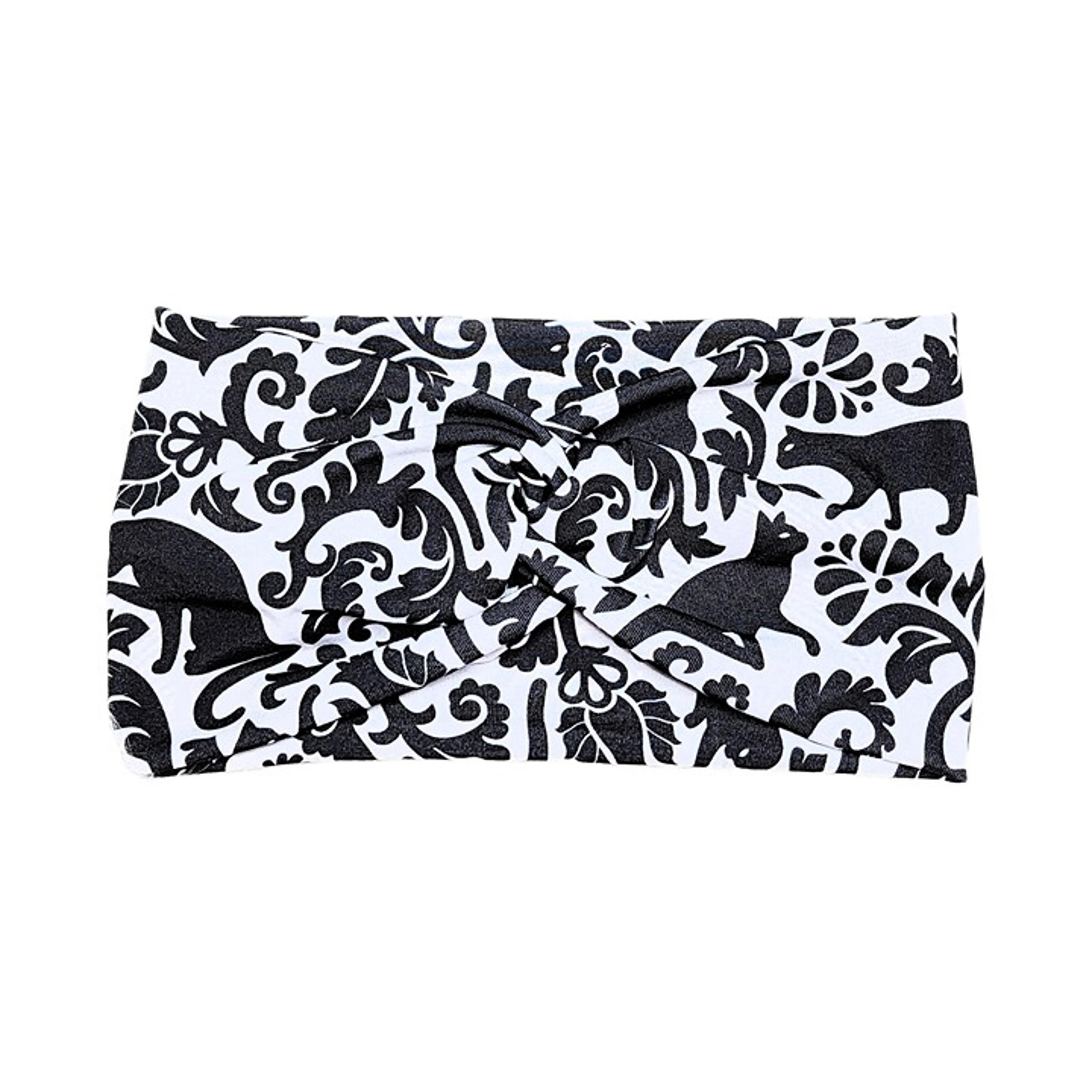 Wide Black Cat Scroll Headband for Women
