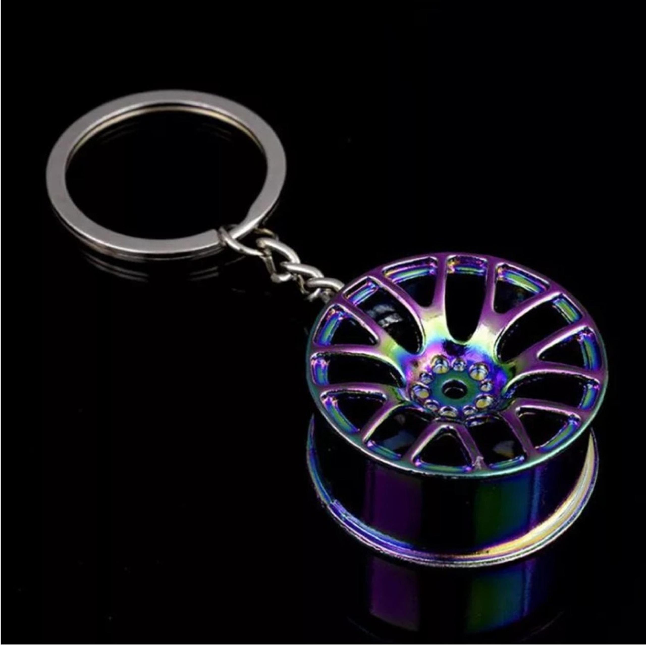 NEW multicolor metal car wheel hubcap rim auto keychain key ring gift B196