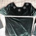 Victoria Sport Green Velour with Stars Embellishment Long Sleeve Bodysuit Sz L