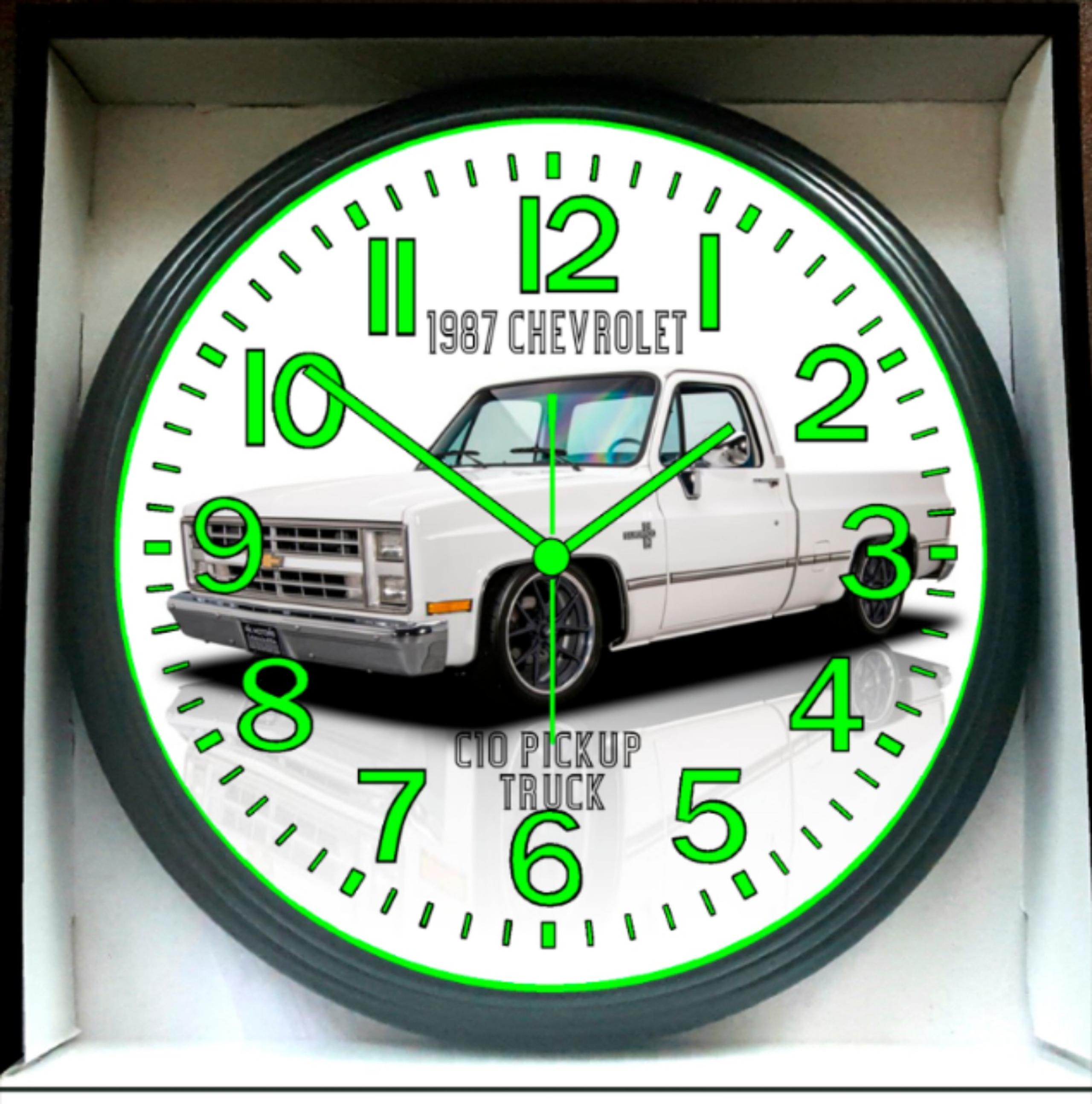 1987 Chevrolet Chevy C10 Short Bed Bagged Truck Glow In The Dark Wall Clock New!
