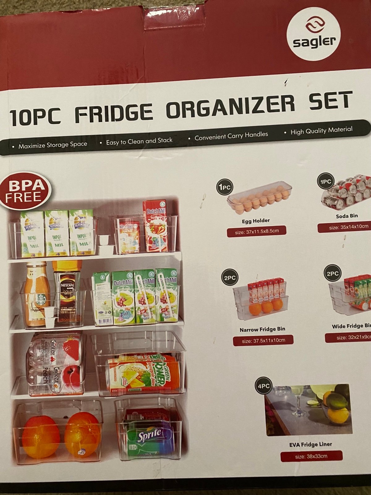 NEW SABLER 10 PIECE REFRIGERATOR ORGANIZATION