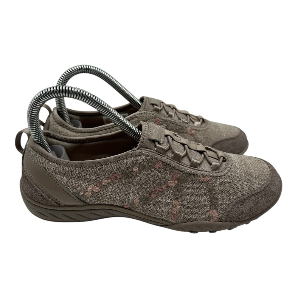 Skechers Relaxed Fit Memory Foam Slip On Shoes Womens 6.5 Taupe Slip On Sneakers