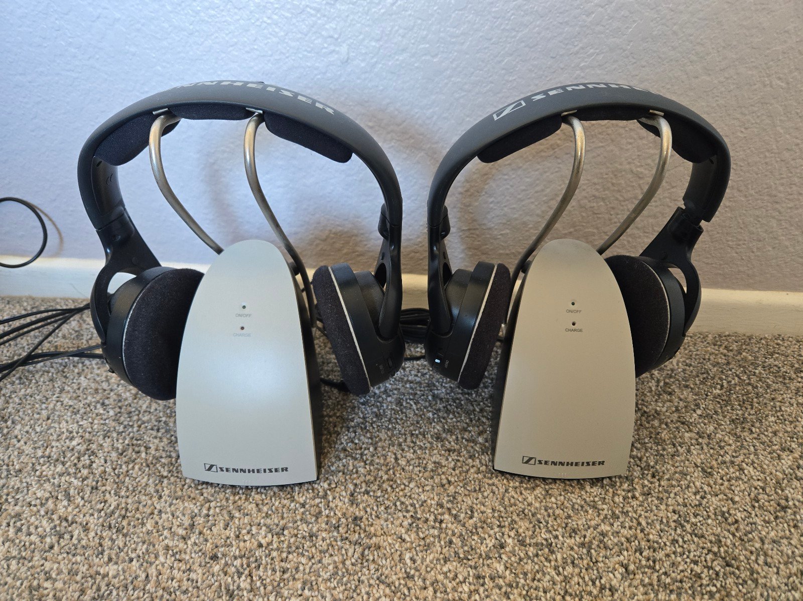 2 Sennheiser TR120 Wireless Headphones and Base