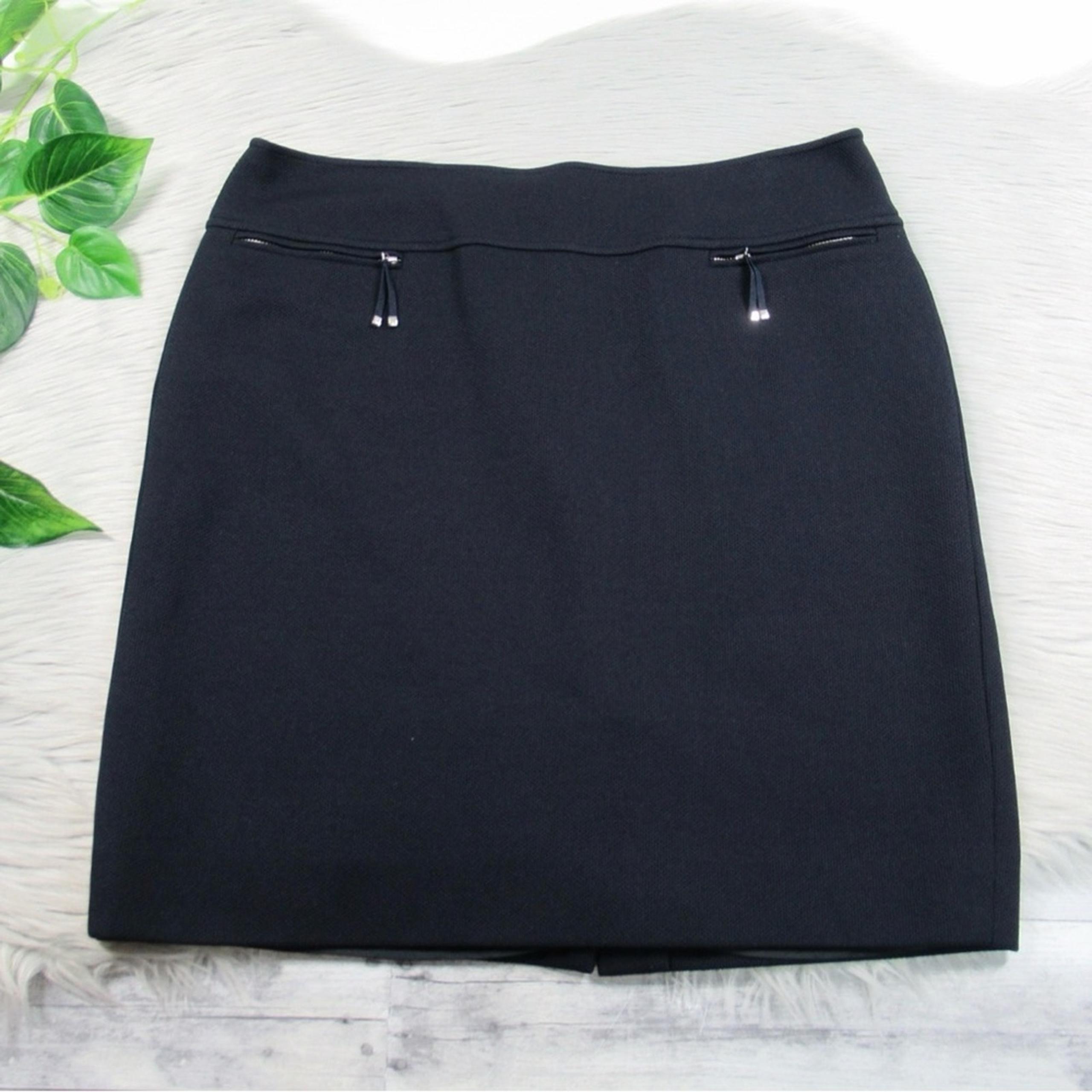 CARLISLE Blue Tight Knit Straight Mini Pencil Skirt Zipper Pocket Womens Size 12