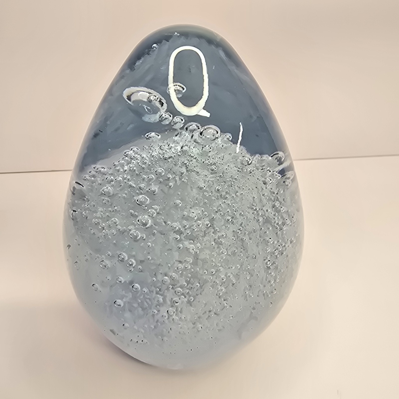 Vintage Cristal de Monterrey Air Trap Bubble Art Glass Paperweight Egg Shape