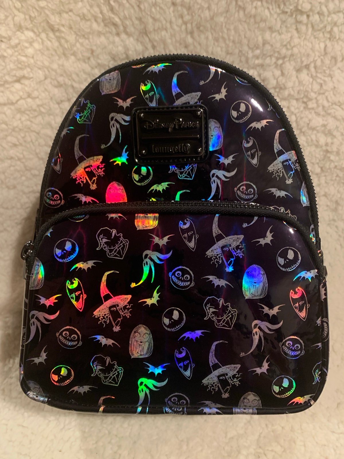Loungefly X Nightmare before Christmas Black and silver reflective backpack