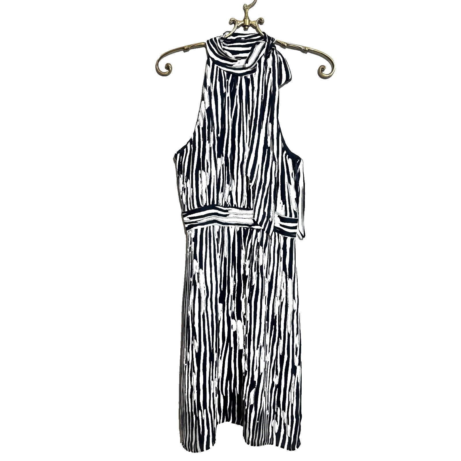 Banana Republic Midi Dress Women's 6 Black Side Neck Tie Halter Party Cocktail