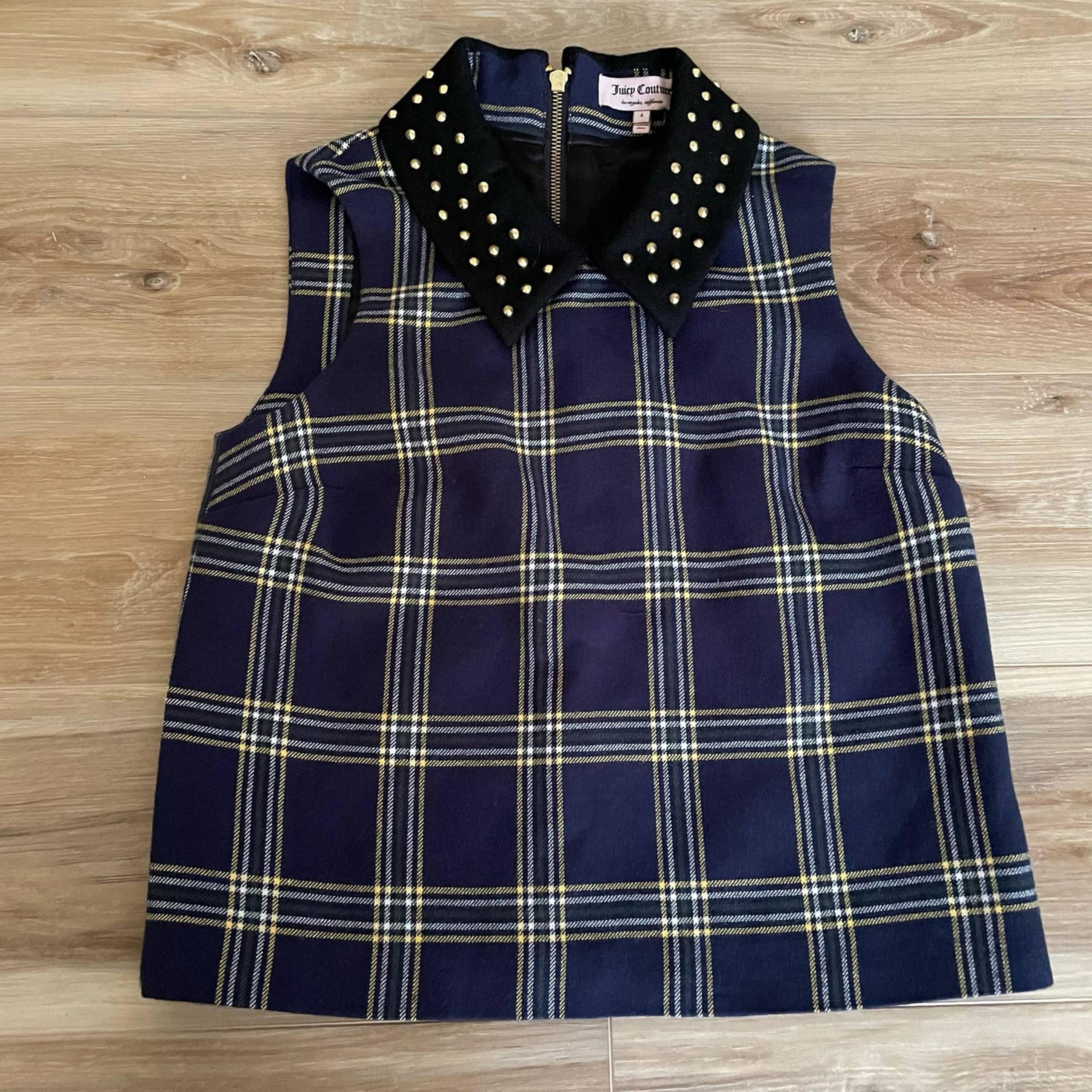 Juicy Couture Eton Studded Collar Plaid Top 4