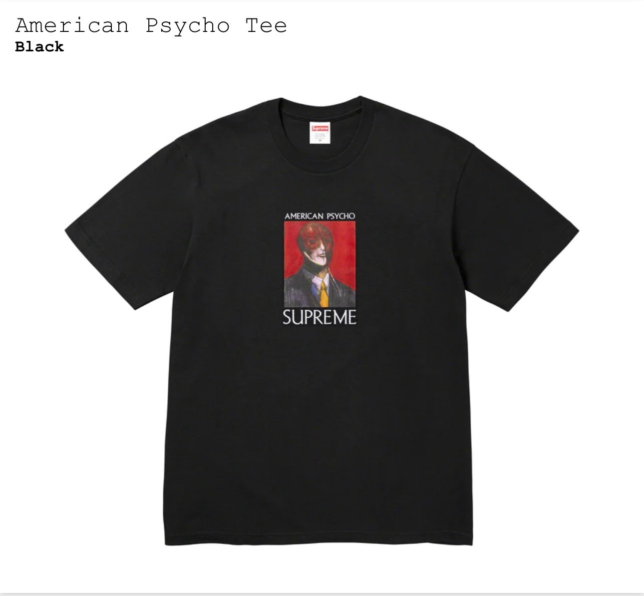 Supreme American Psycho Tee Shirt Black Large