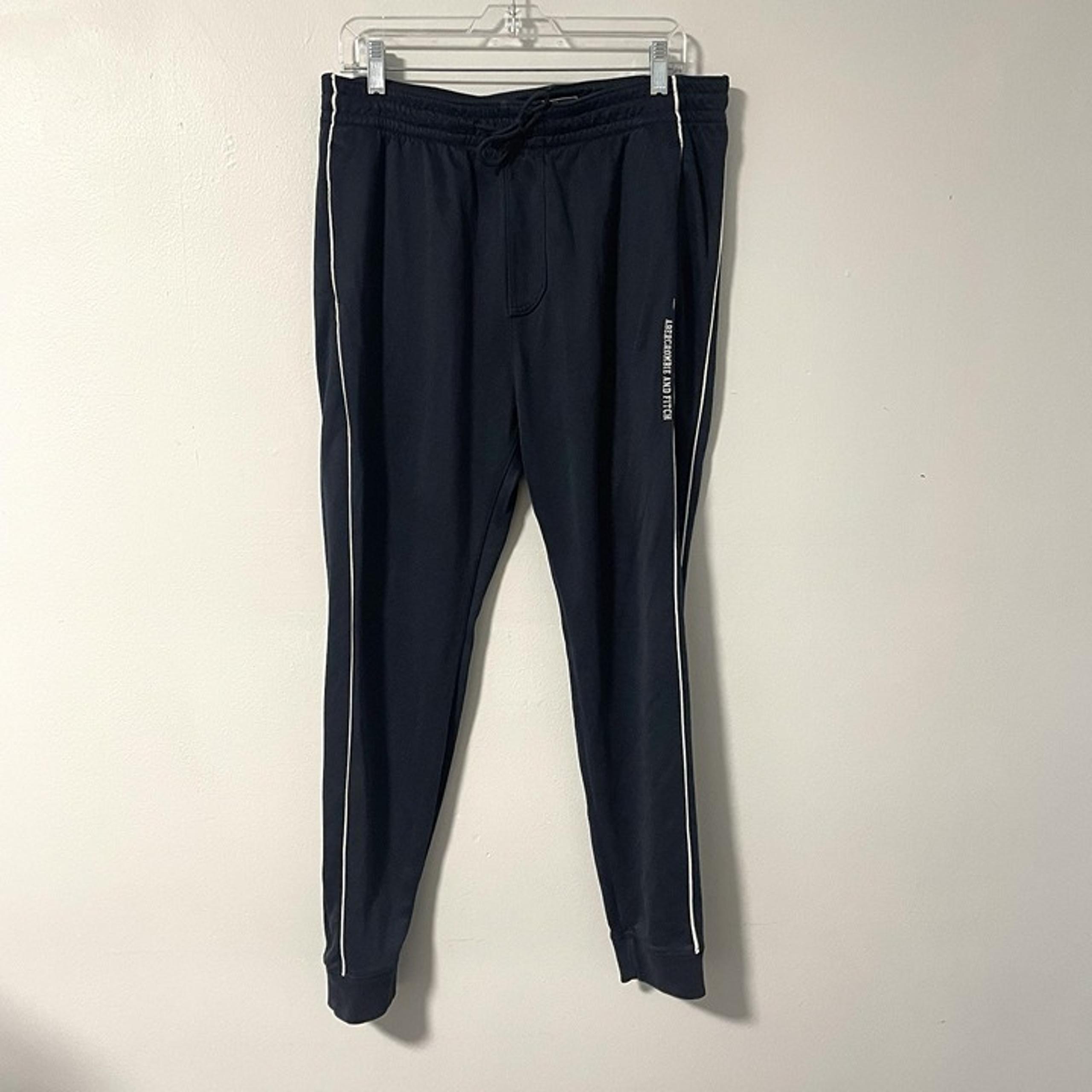 Abercrombie and Fitch Navy Blue White Side Stripe Joggers Sweatpants Men's L