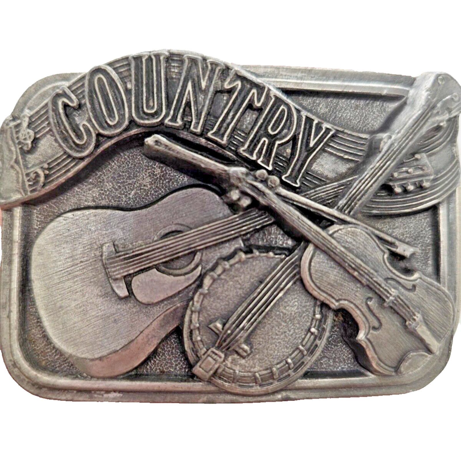 Vtg Country Music Belt Buckle 1984 Bergamot Brass Works Made in USA c-150 Guitar