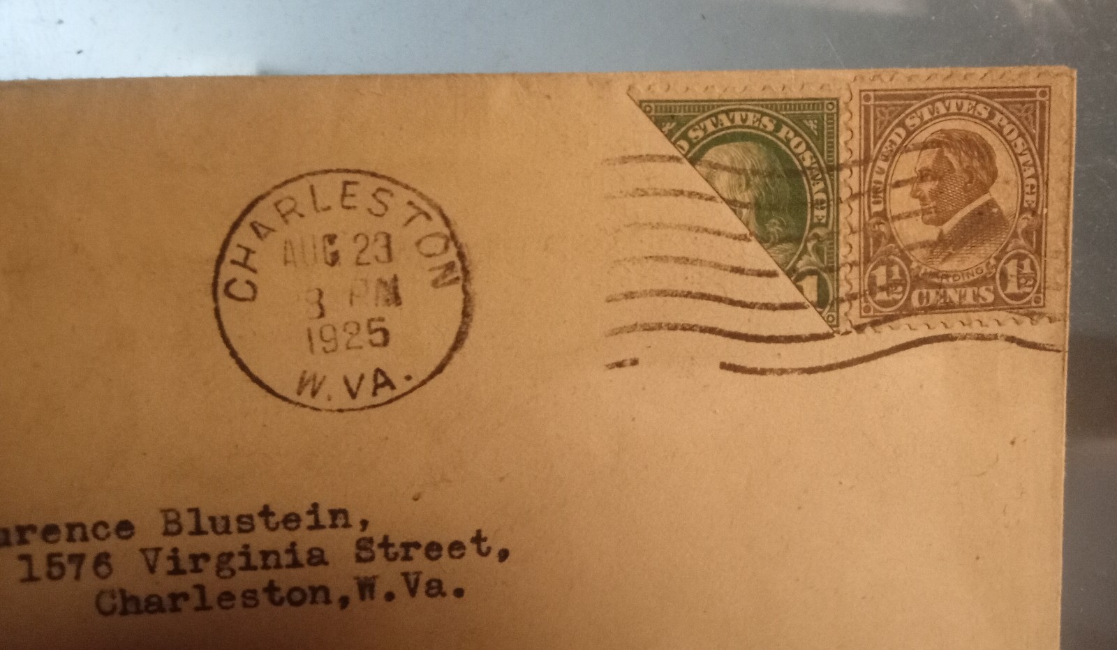 US Bisect Stamp Cover One Cent Franklin Charleston WV 1925 Philatelic 2 Cent Use