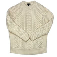 J. Crew Mens Fisherman Sweater S Cream Ivory Long Sleeve Crew Neck Pullover