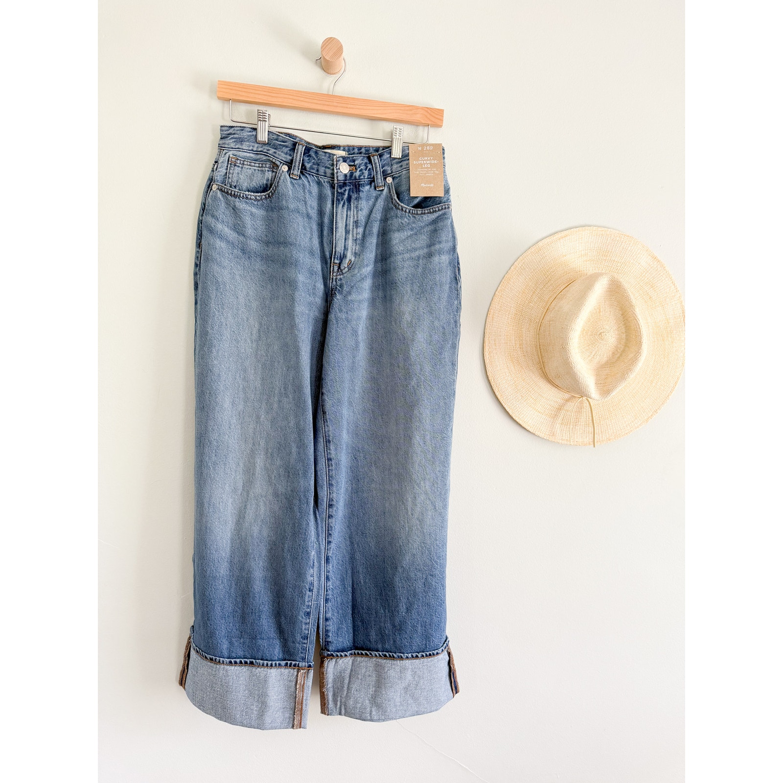Madewell | NWT | Petite Curvy Superwide-Leg Jeans in Fannin Wash | Sz 28P