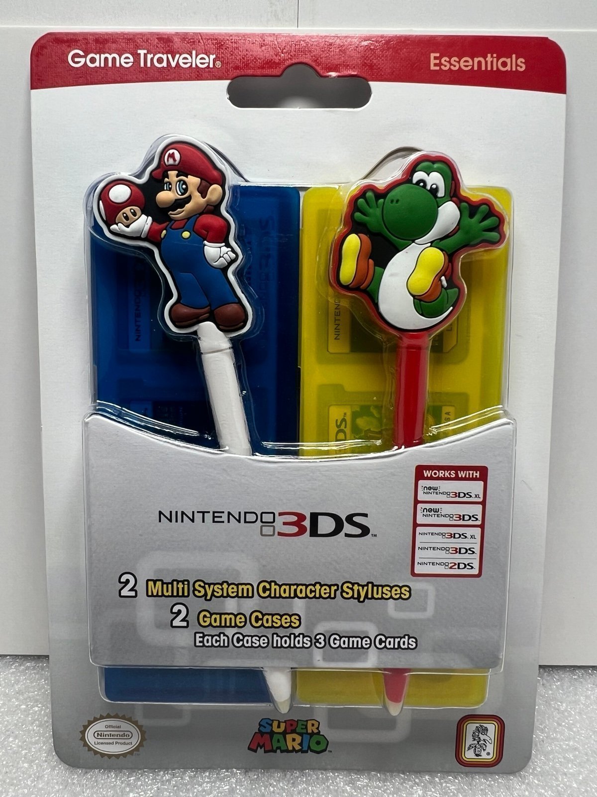 NINTENDO 3DS SUPER MARIO 2 multi system character styluses + 2 game cases NEW