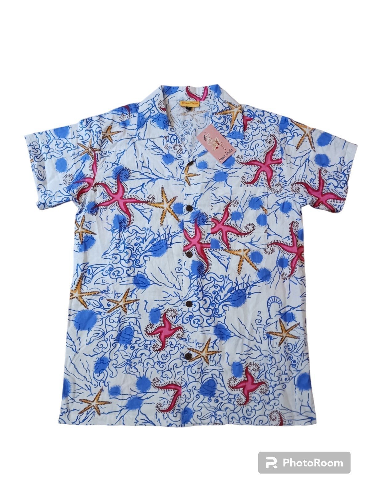 Bernie Dexter Men's Nautical Shirt Short Sleeve Button Front Size Small