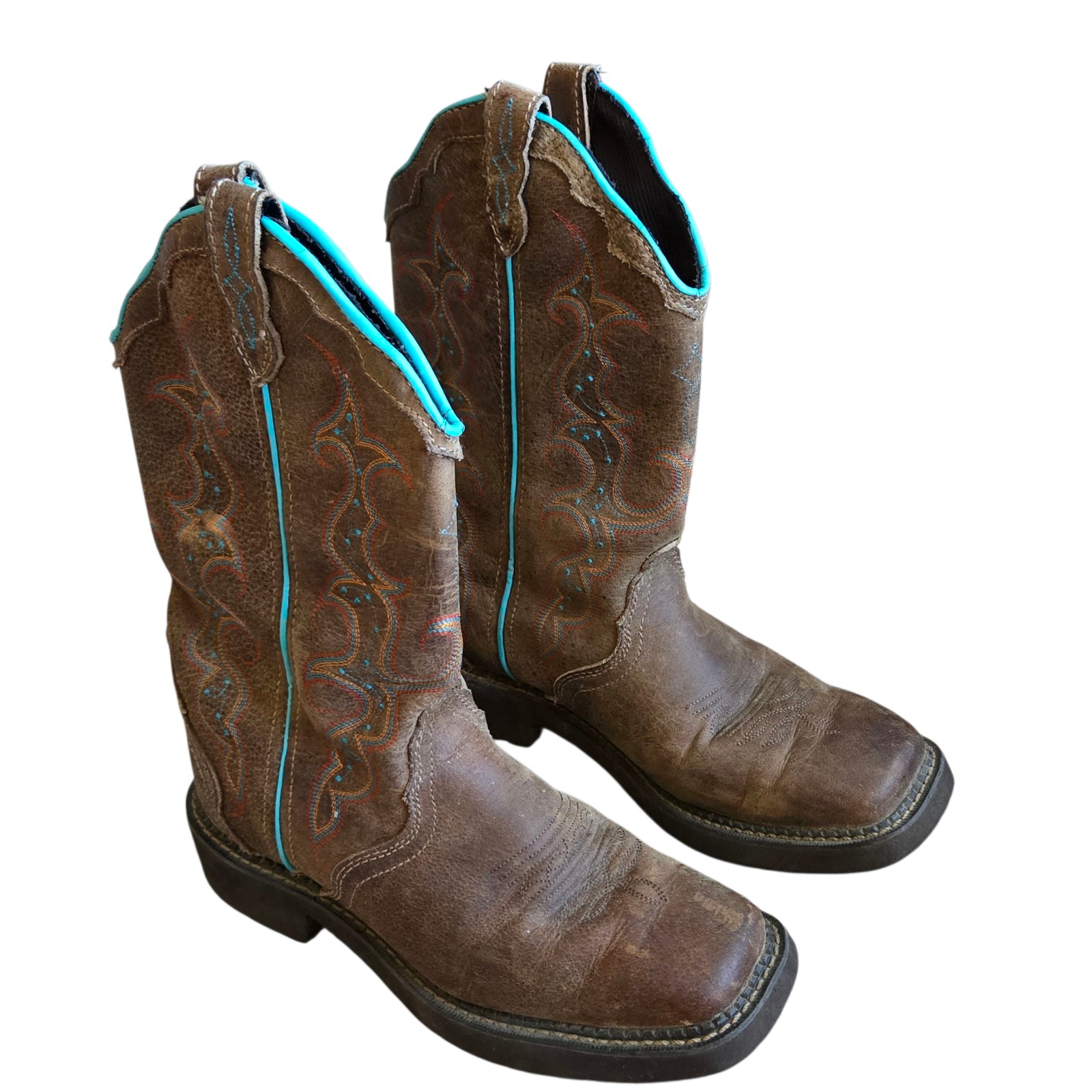 Justin Gypsy Womens Size 7B Brown Turquoise Leather Western Boot L2900 cowboy