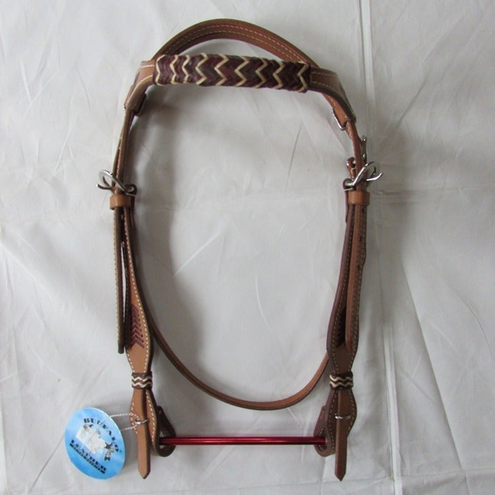 Buffalo Leather Light Rawhide Chevron Browband Headstall 2902