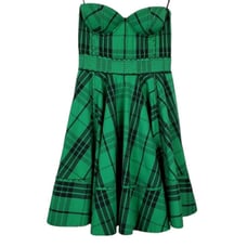 Luella Bartley Strapless Dress Size 38 Fit and Flare Plaid Rockabilly Designer