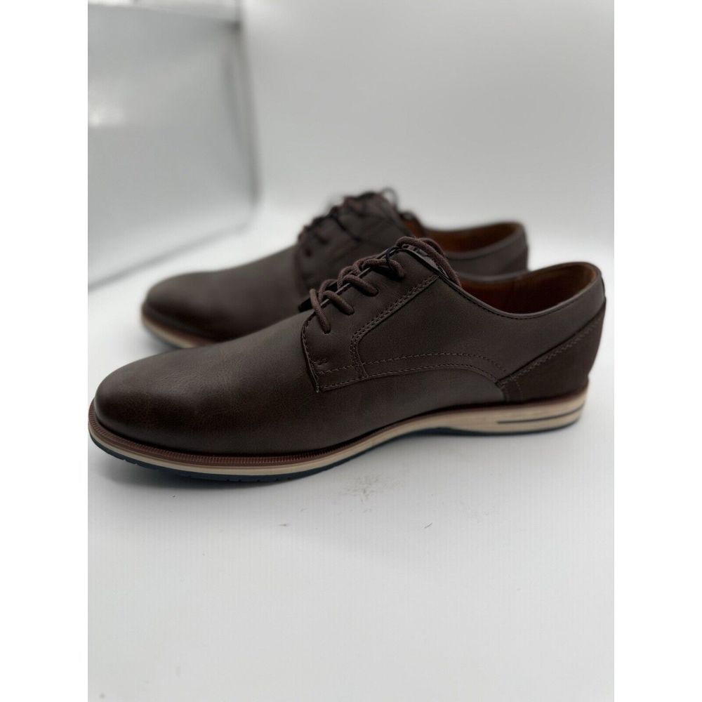 Guess Men's Brown Canvas & Leather Lace-Up Oxford Shoes Size 9.5