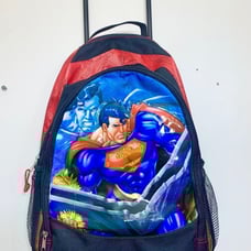 Superman Rolling Bookbag Backpack Wheels, Extending Handle & Back Straps