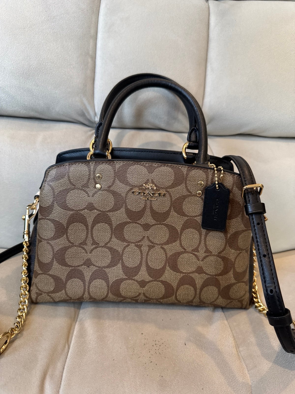 Coach Women's Lillie Carryall, in Signature Canvas with leather handles and trim